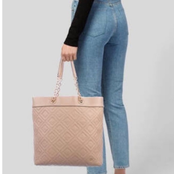 Tory Burch Handbags - Tory Burch Pink Quilted Leather Tote with Gold Hardware